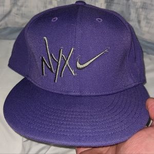 NIKE Spell Out EMBROIDERED Snapback Hat NYX Gray Tag SWOOSH Dunk Low Cap
